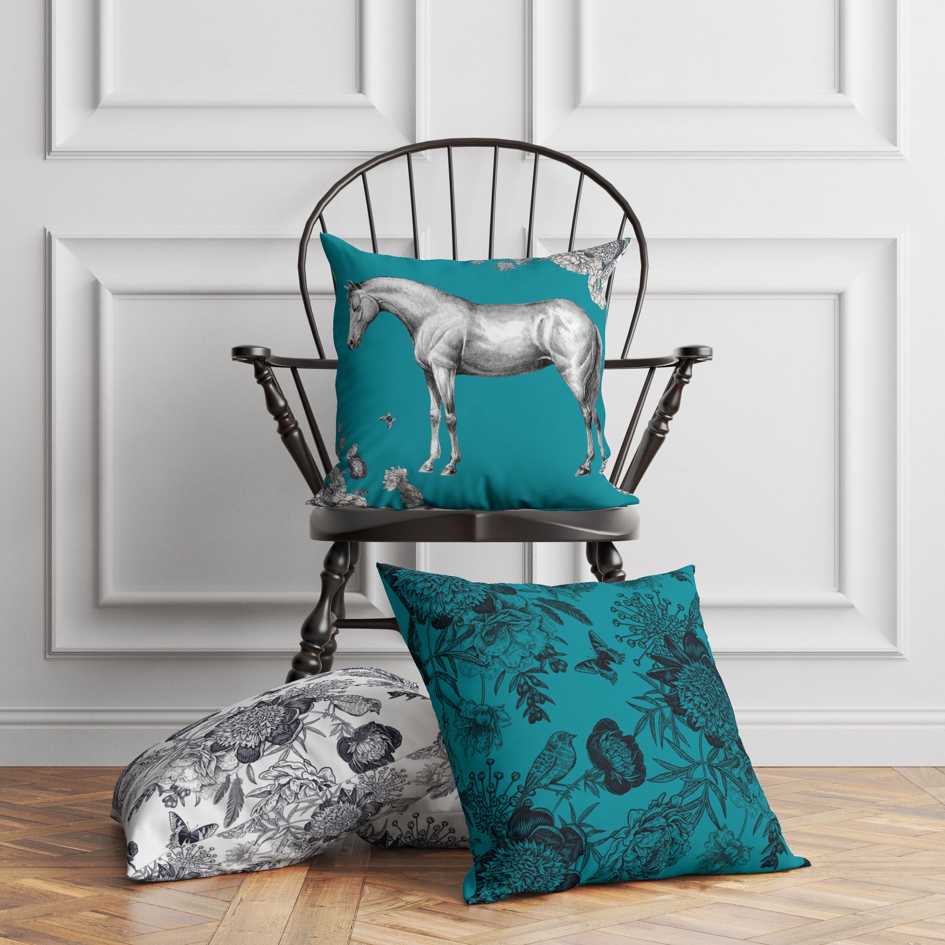 A DAY IN THE COTSWOLDS PILLOW COVER IN TEAL - Middy N' Me