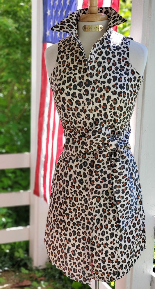THE LEOPARD ROOM DRESS WITH SASH - Middy N' Me