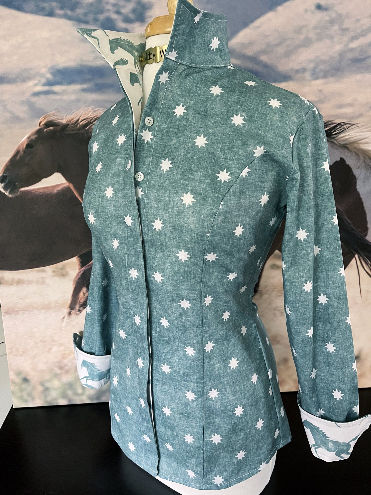 WINONA STAR SHIRT IN TEAL - Middy N' Me