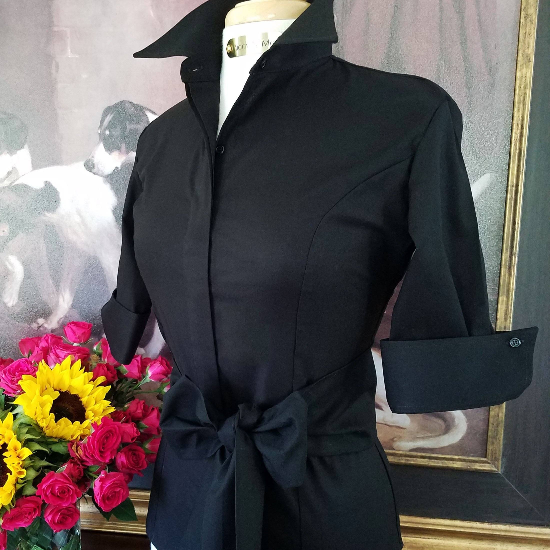 SUMMER RIDE SHIRT IN BLACK WITH SASH - Middy N' Me