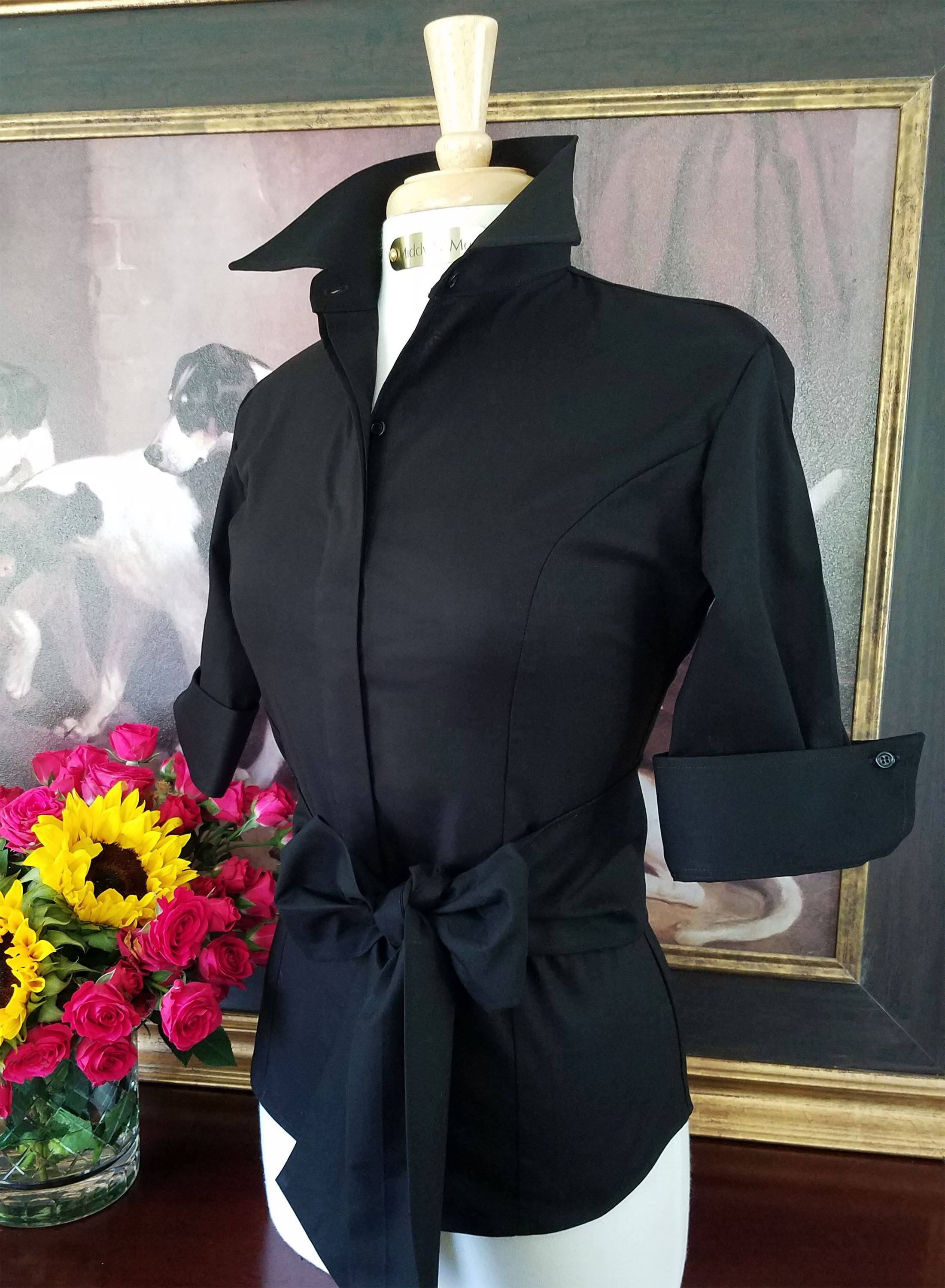 SUMMER RIDE SHIRT IN BLACK WITH SASH - Middy N' Me