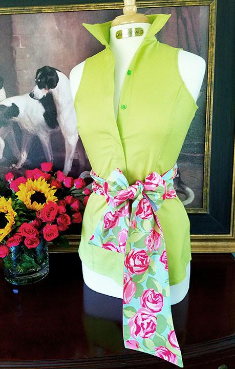 Summer Ride Shirt with Tumbling Roses Sash - Middy N' Me