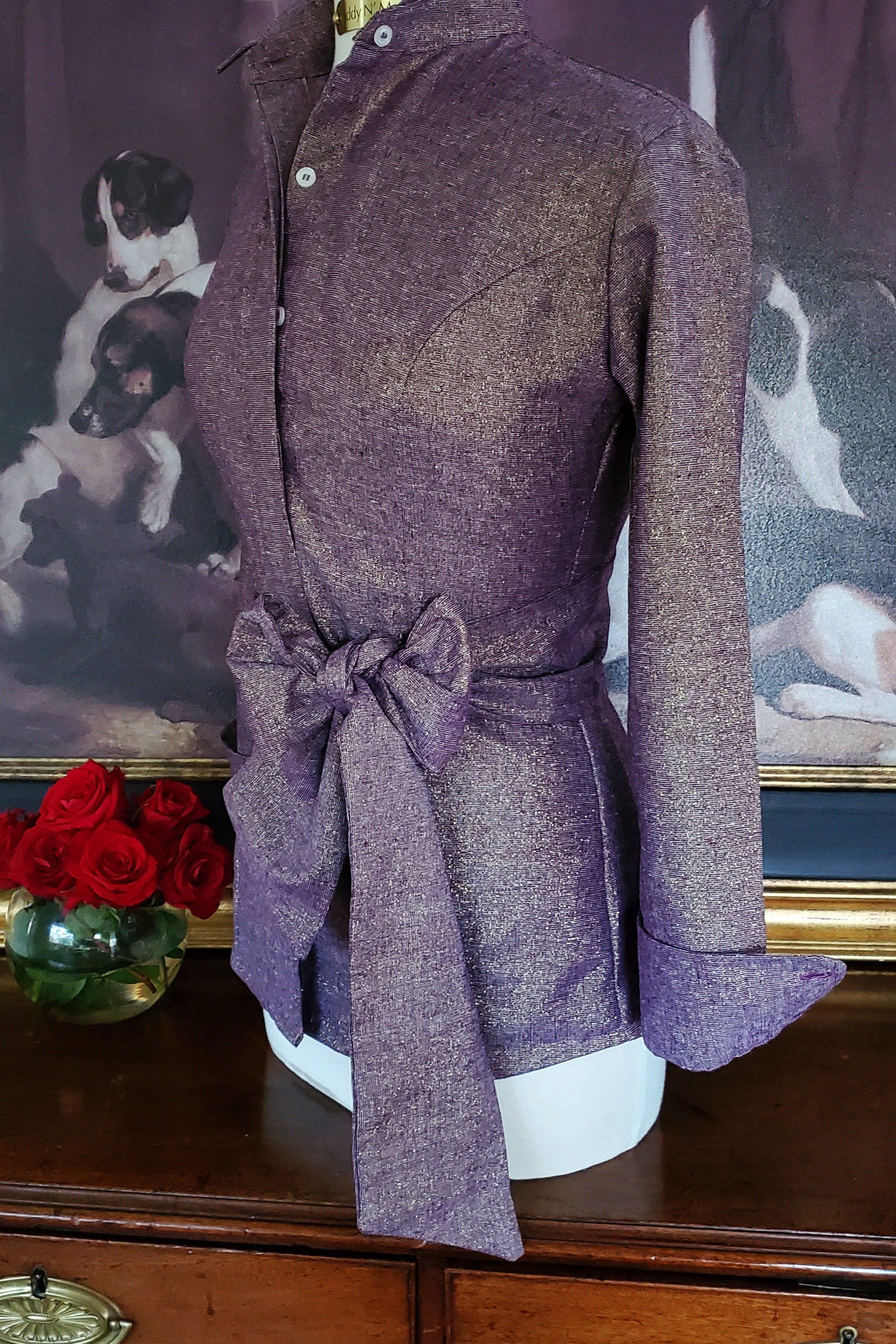 HOLIDAY SPARKLE SHIRT WITH SASH IN SUGAR PLUM - Middy N' Me